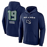Men's Seattle Seahawks #19 Jake Bobo Navy Team Wordmark Player Name & Number Pullover Hoodie,baseball caps,new era cap wholesale,wholesale hats